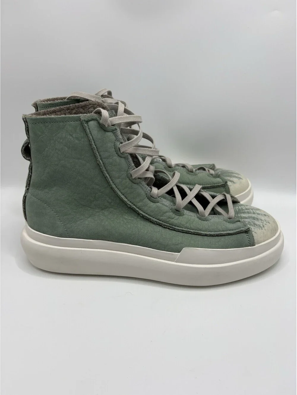 Adidas Y-3 Yohji Yamamoto Green Leather Nizza Hi Sneakers IG2922 Size 9